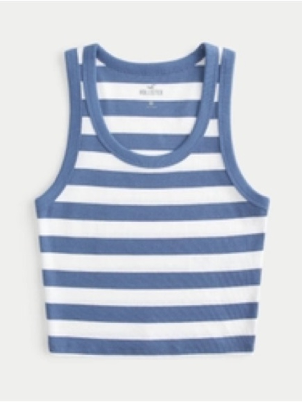 Striped Blue & White Ribbed Tank Top